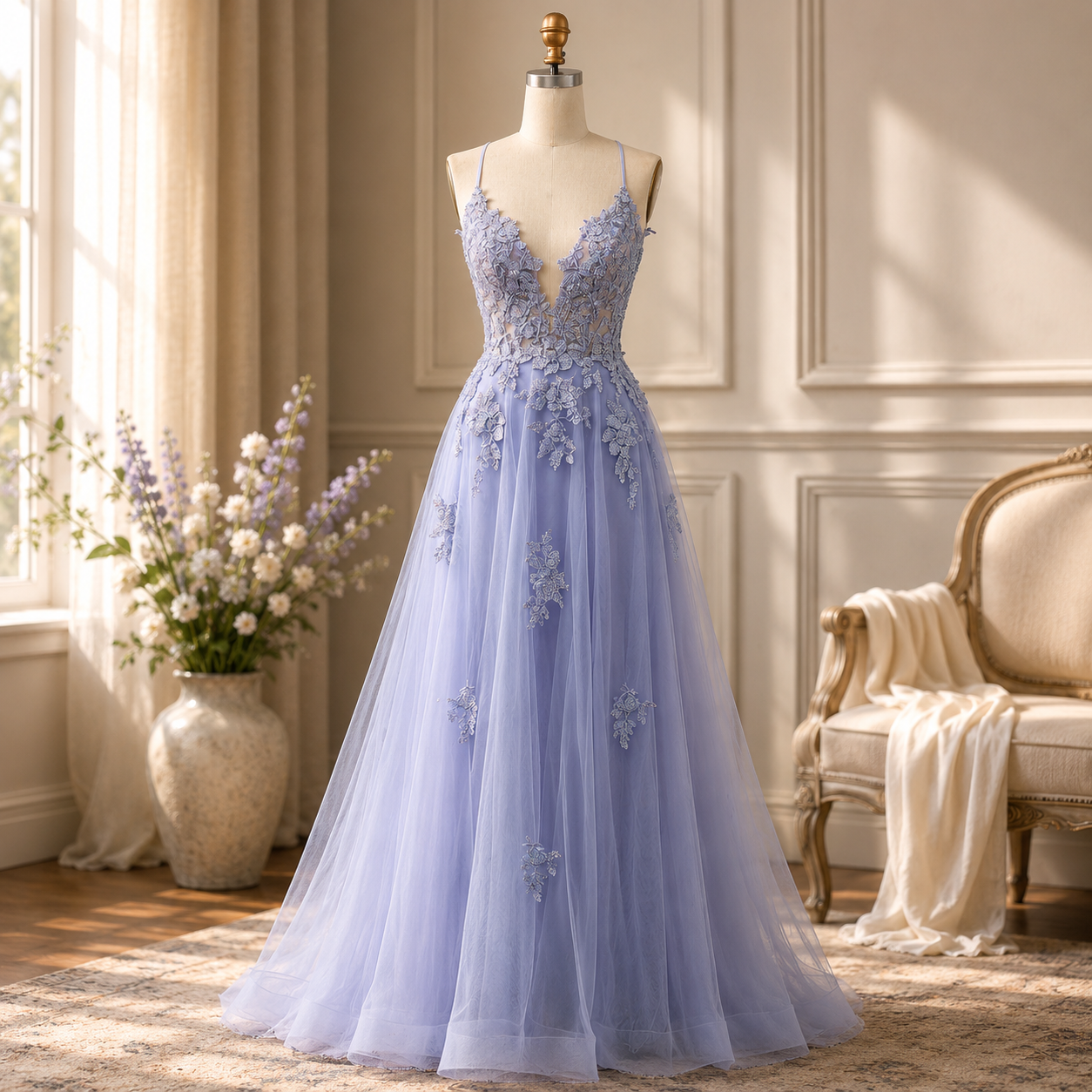 Elegant Lace-Up Prom Dress for Women - Formal Evening Gown