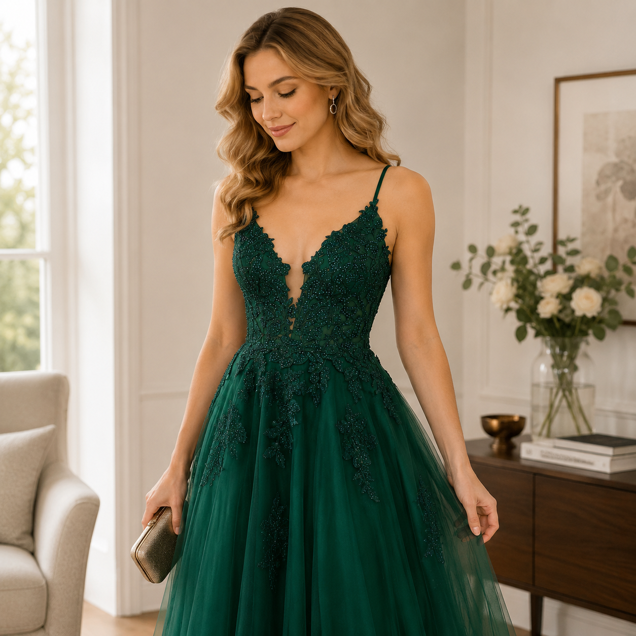 Elegant Lace-Up Prom Dress for Women - Formal Evening Gown