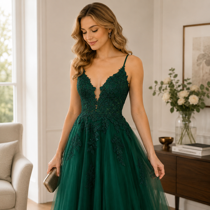 Elegant Lace-Up Prom Dress for Women - Formal Evening Gown