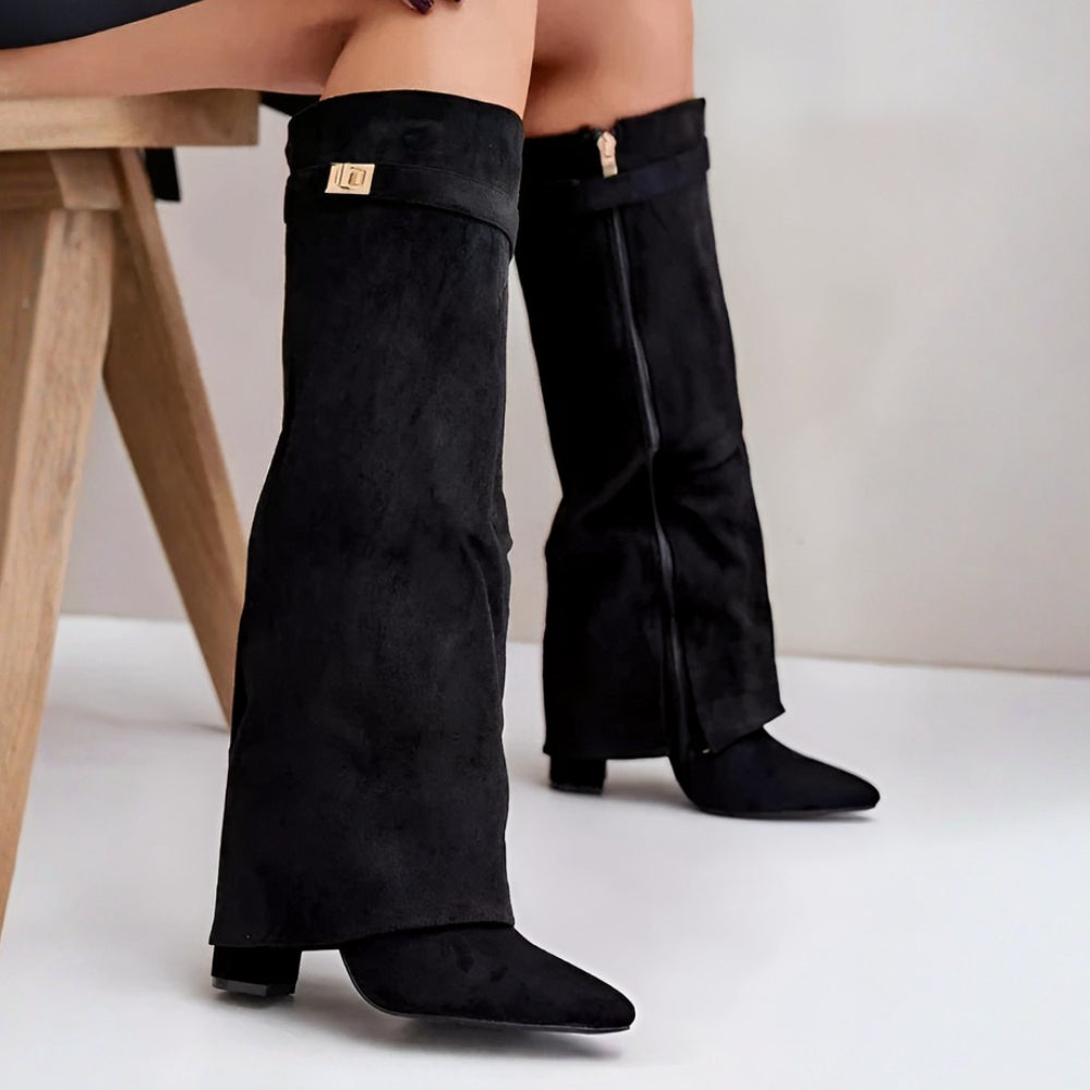 Chic Women's Knee-High Boots with Pointed-Toe