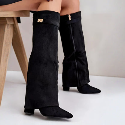 Chic Women's Knee-High Boots with Pointed-Toe