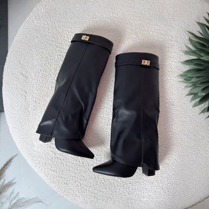 Chic Women's Knee-High Boots with Pointed-Toe