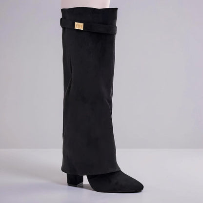 Chic Women's Knee-High Boots with Pointed-Toe