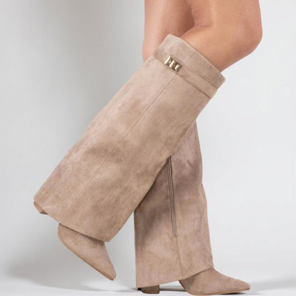 Chic Women's Knee-High Boots with Pointed-Toe