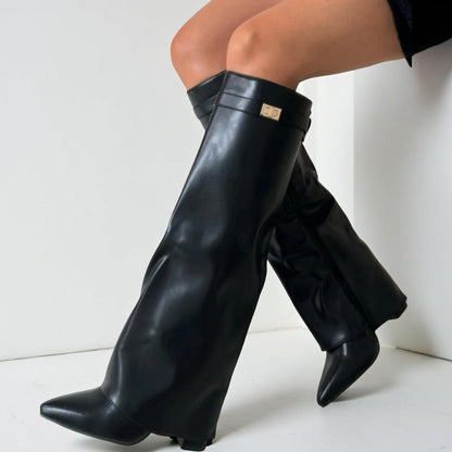 Chic Women's Knee-High Boots with Pointed-Toe