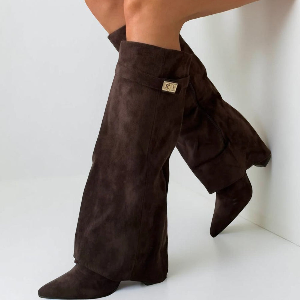 Chic Women's Knee-High Boots with Pointed-Toe