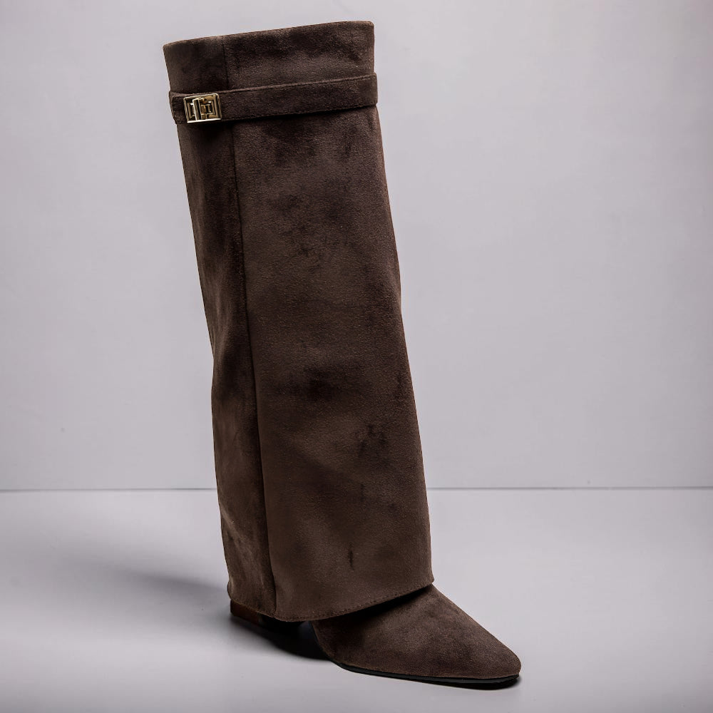 Chic Women's Knee-High Boots with Pointed-Toe