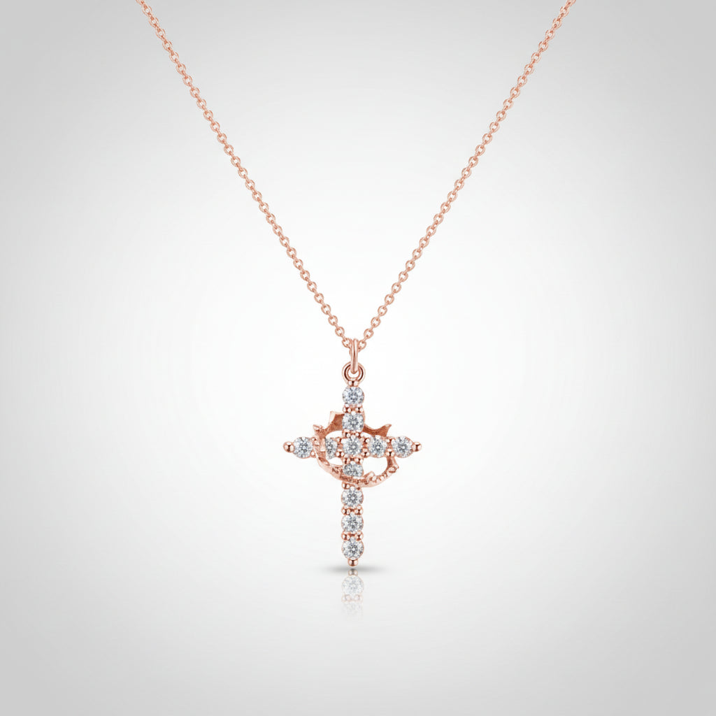 Crown Pendant Cross Necklace - Gold or Silver Faith Jewelry
