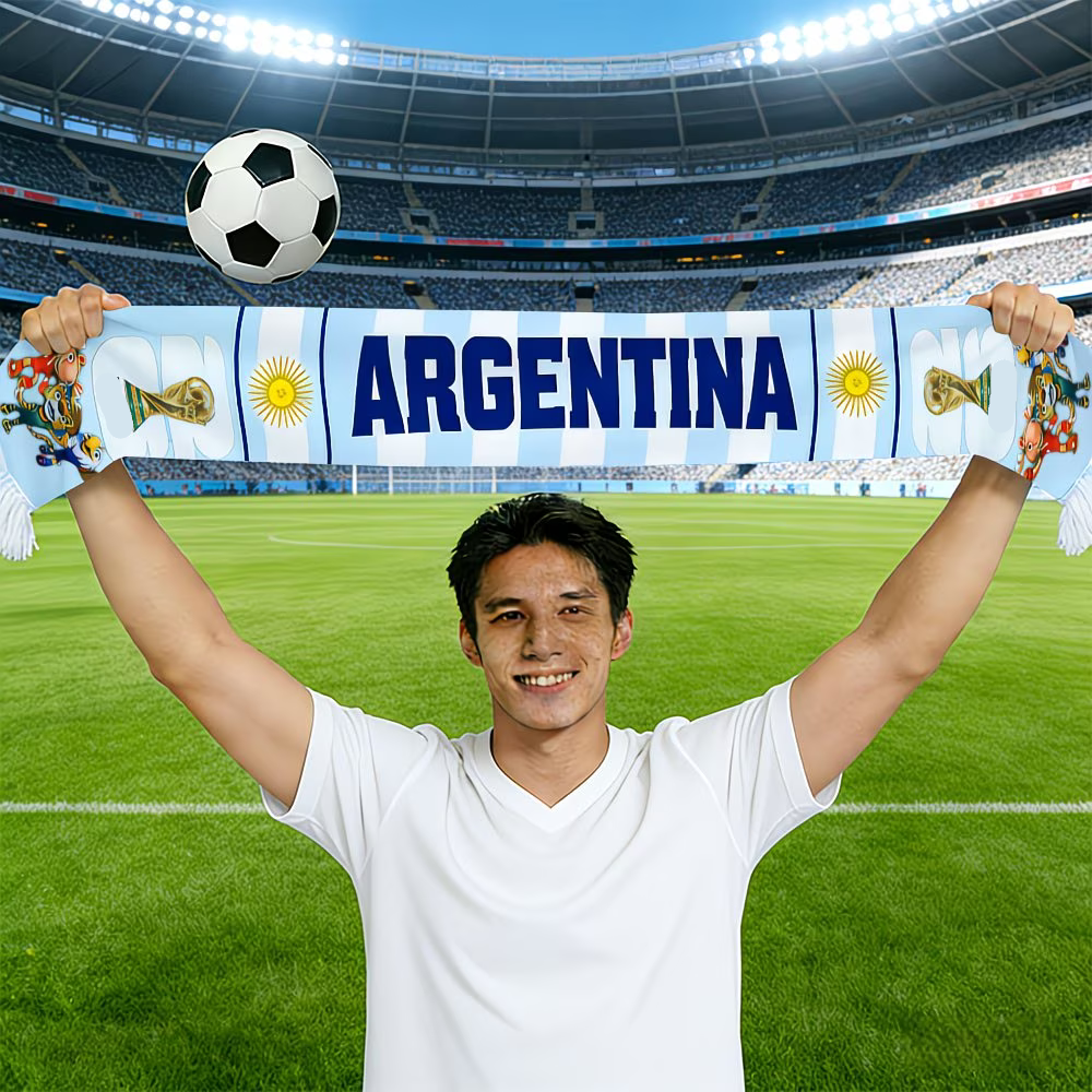 Argentina Flag World Cup Soccer Scarf - Vibrant Fan Apparel for Soccer Fans