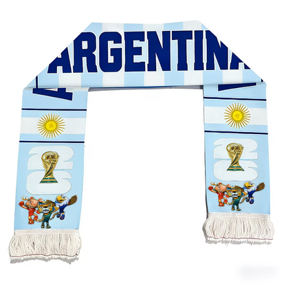 Argentina Flag World Cup Soccer Scarf - Vibrant Fan Apparel for Soccer Fans