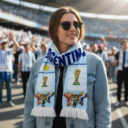 Argentina Flag World Cup Soccer Scarf - Vibrant Fan Apparel for Soccer Fans