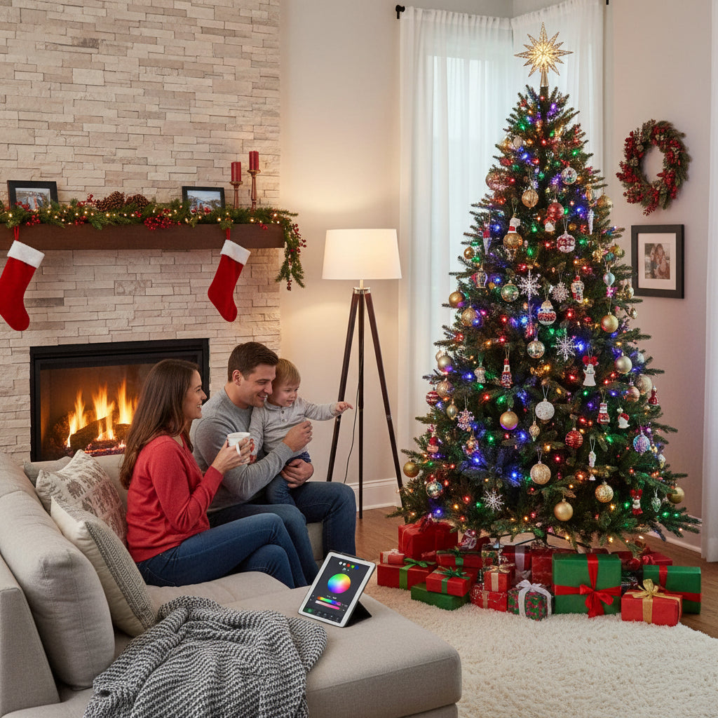 Fully Decorated Artificial Christmas Tree Lights - Ready to Shine