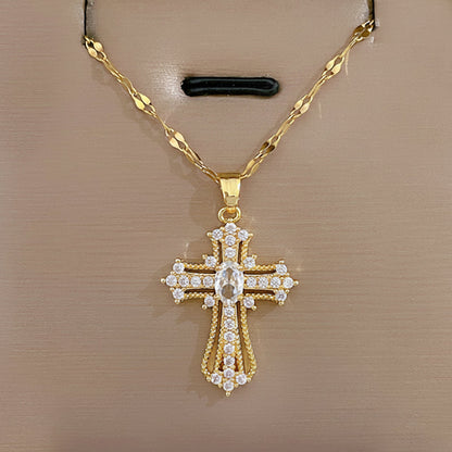 Gold Cross Pendant Necklace – Elegant Mother's Day Jewelry Gift