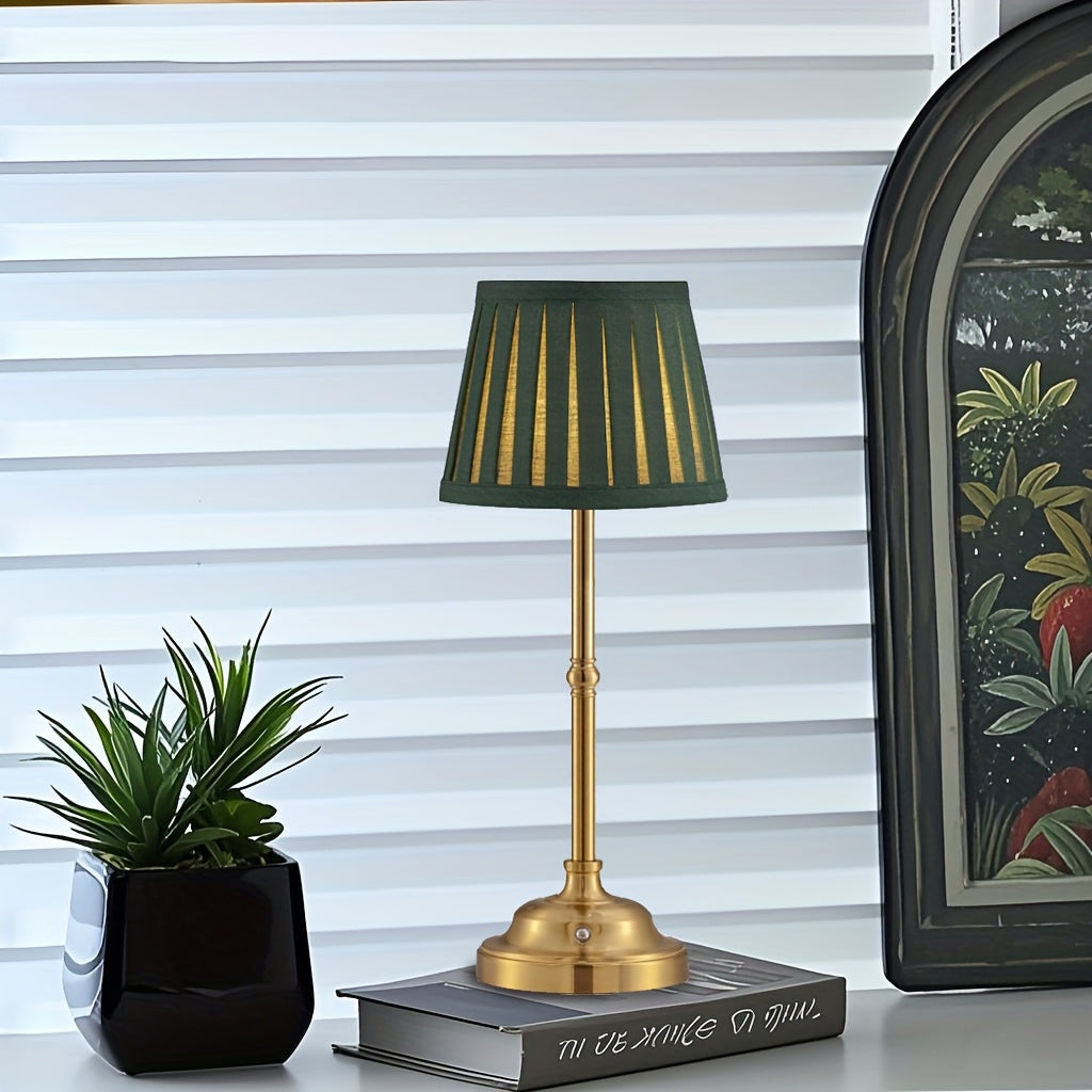 Brass Table Lamp - Cordless, Rechargeable LED with Touch-Activated Dimming