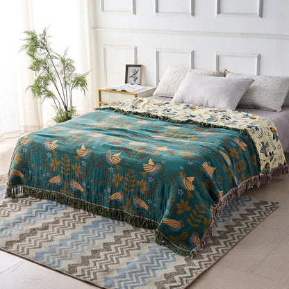 Cozy Scandinavian Bird Throw Blanket with Reversible Pattern Design