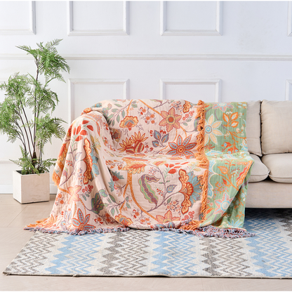 Boho Floral Fringe Throw Blanket
