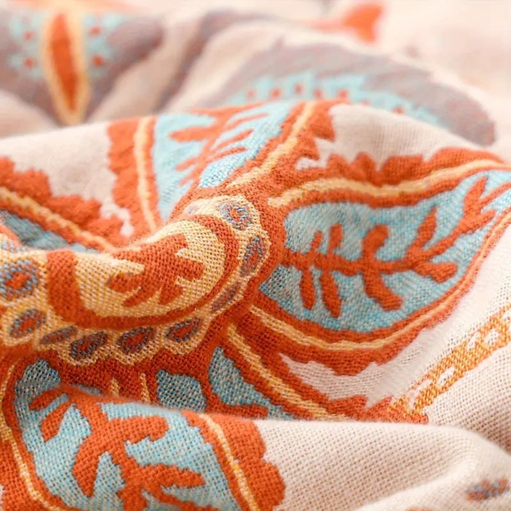 Boho Floral Fringe Throw Blanket