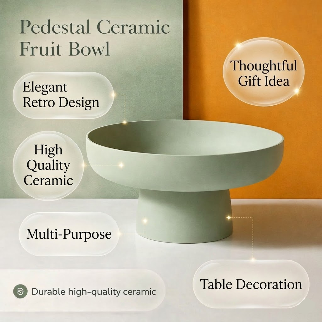 Elegant Ceramic Fruit Bowl - Decorative Kitchen Countertop Storage