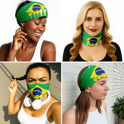 Brazil Flag World Cup Headband, Gaiter & Face Cover