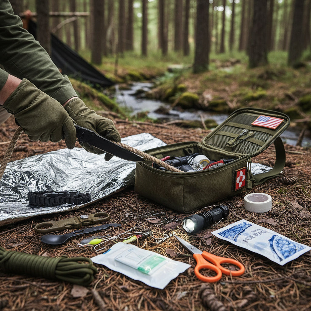 Compact Survival Backpack with Essential Outdoor First Aid Gear & Tools