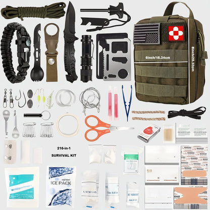 Compact Survival Backpack with Essential Outdoor First Aid Gear & Tools