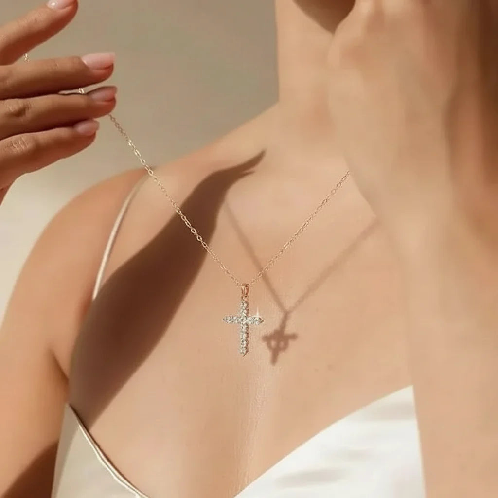 Crown Pendant Cross Necklace - Gold or Silver Faith Jewelry