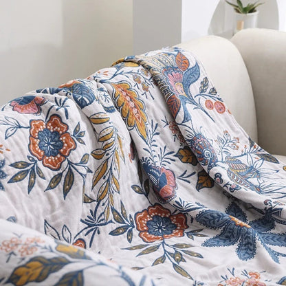 Cooling Floral Boho Sofa Throw Blanket – Lightweight, Breathable Comfort