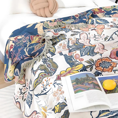 Cooling Floral Boho Sofa Throw Blanket – Lightweight, Breathable Comfort