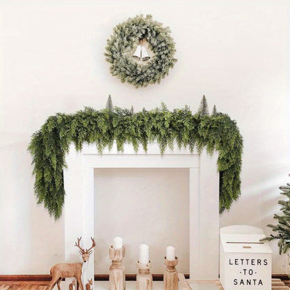 Elegant Artificial Christmas Garland – Art Deco Greenery for Mantle and Stair Trim