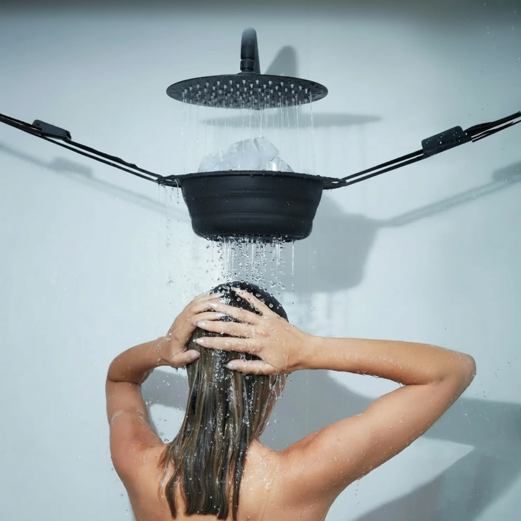 Desk Fan Cooling Shower with Ice Therapy and Cold Plunge