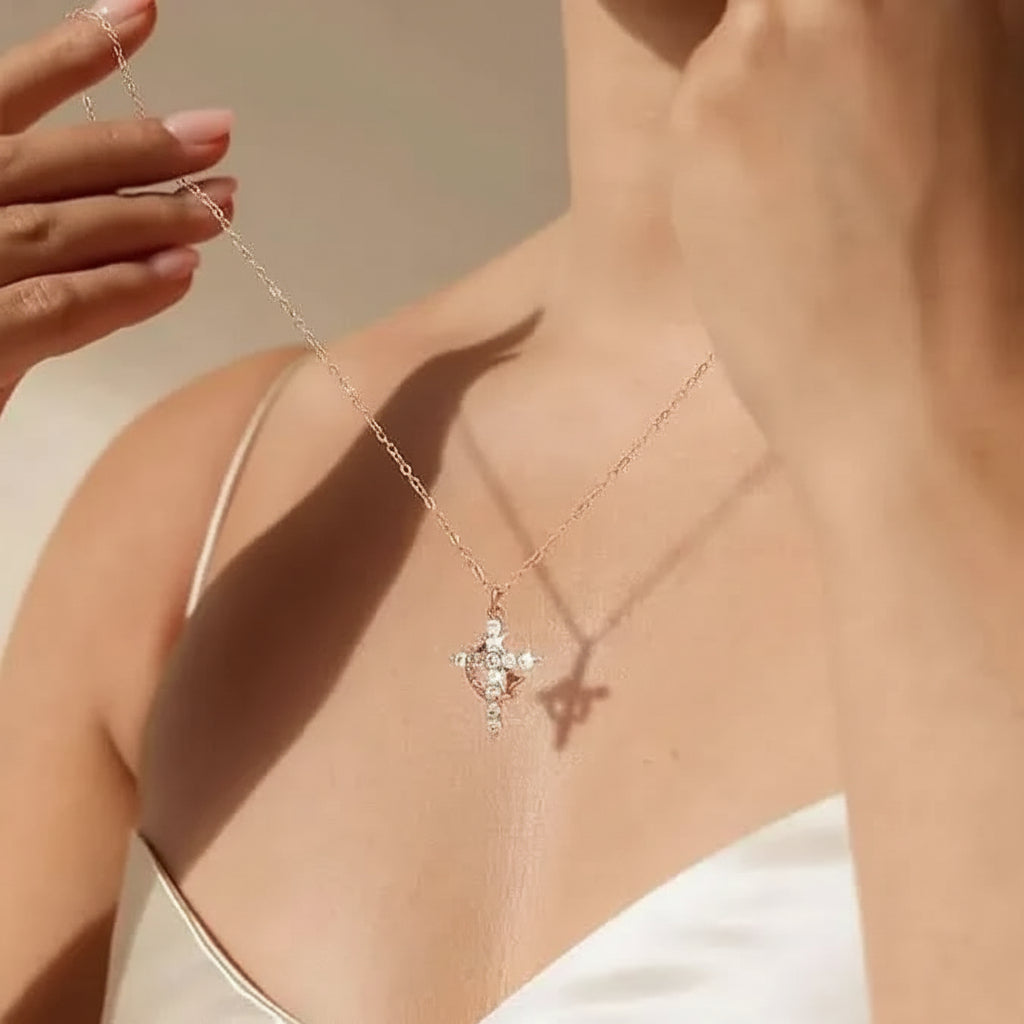 Crown Pendant Cross Necklace - Gold or Silver Faith Jewelry