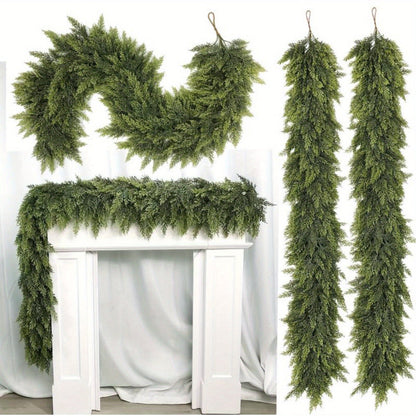 Elegant Artificial Christmas Garland – Art Deco Greenery for Mantle and Stair Trim