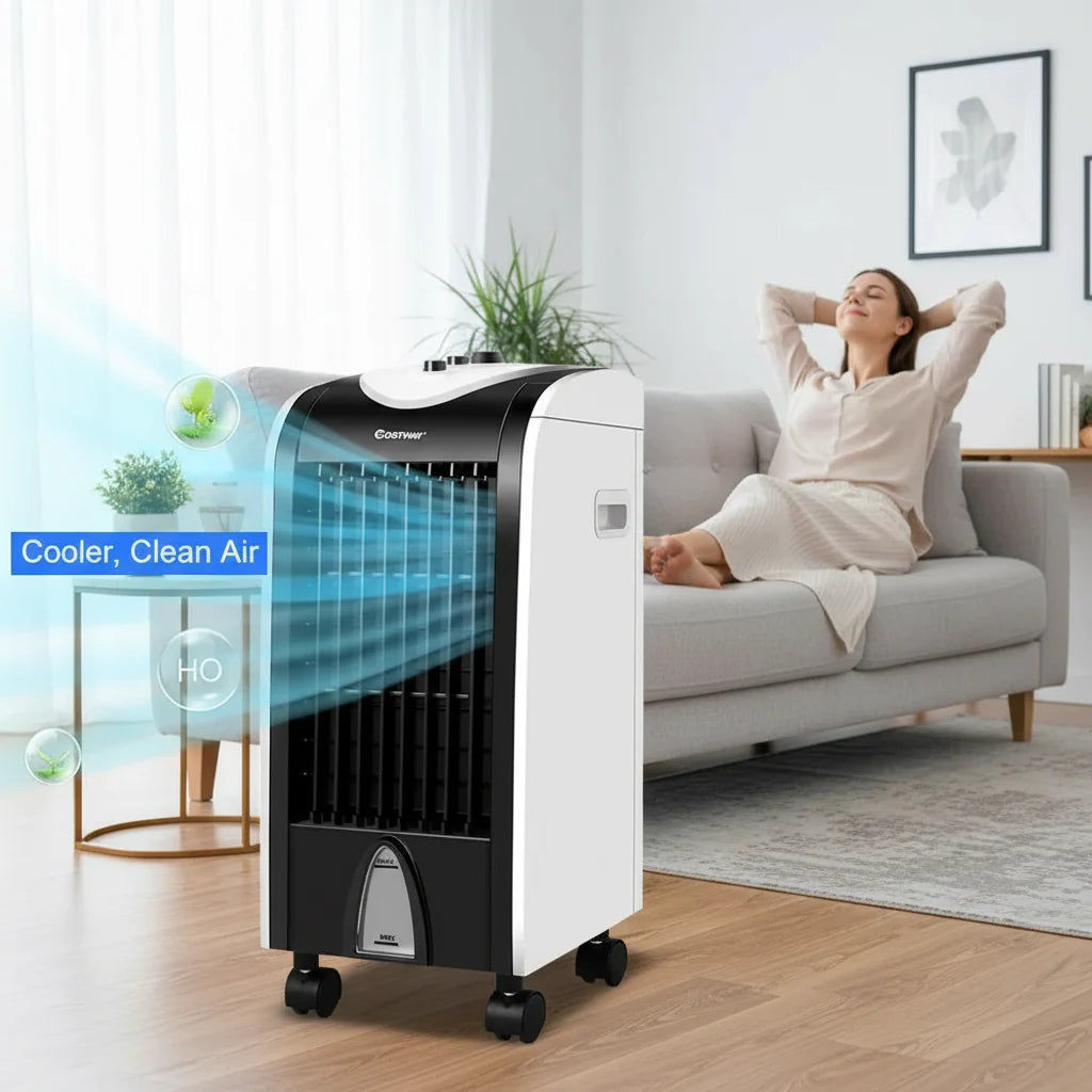 Compact Portable Evaporative Cooler - Refillable, Easy-to-Use Swamp Cooler