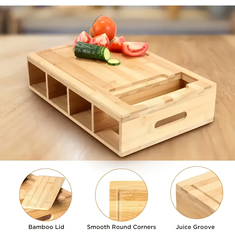 All-in-One Bamboo Cutting Board with Built-In Storage
