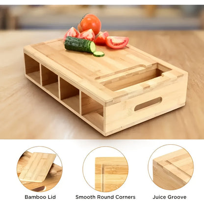 All-in-One Bamboo Cutting Board with Built-In Storage