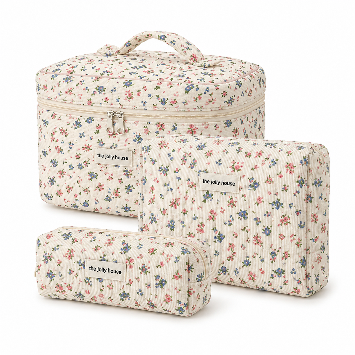 Floral Cotton Makeup Bag - Travel Cosmetic Case, Perfect Mother's Day Gift