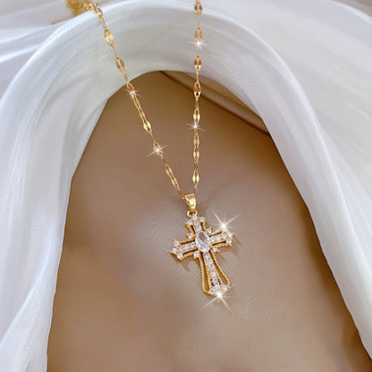 Gold Cross Pendant Necklace – Elegant Mother's Day Jewelry Gift