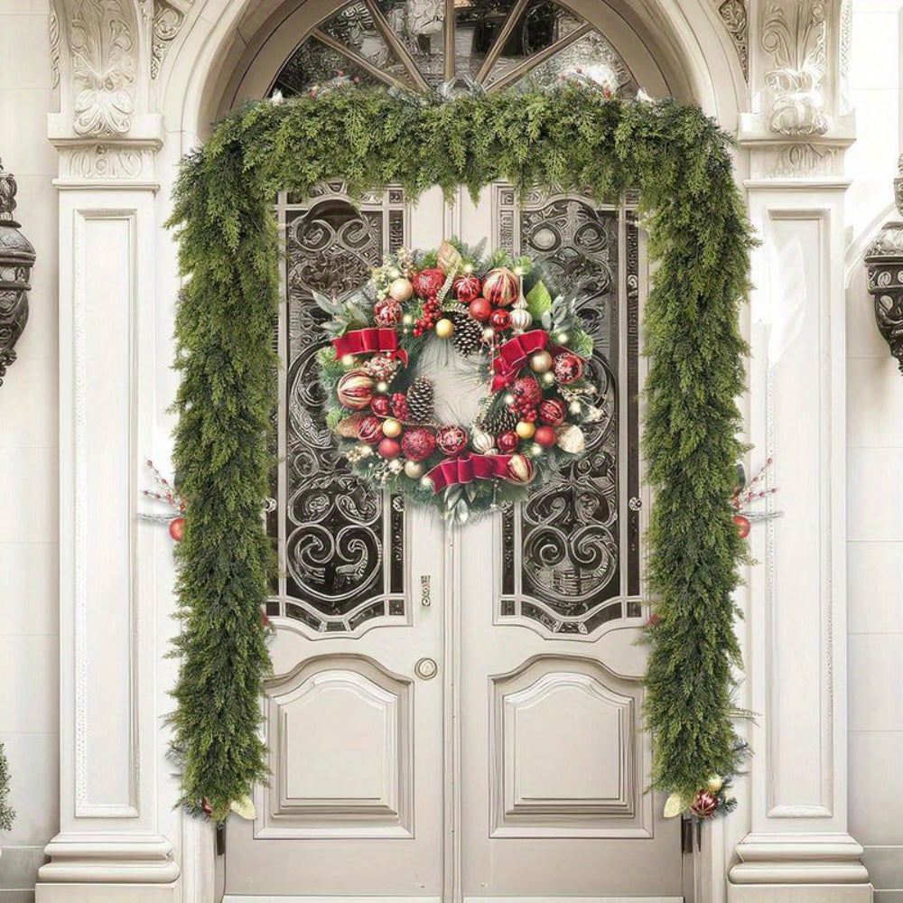 Elegant Artificial Christmas Garland – Art Deco Greenery for Mantle and Stair Trim