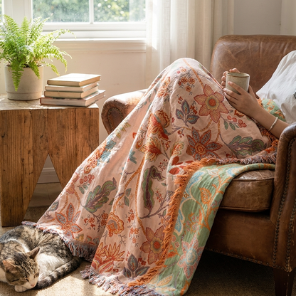 Boho Floral Throw Blanket