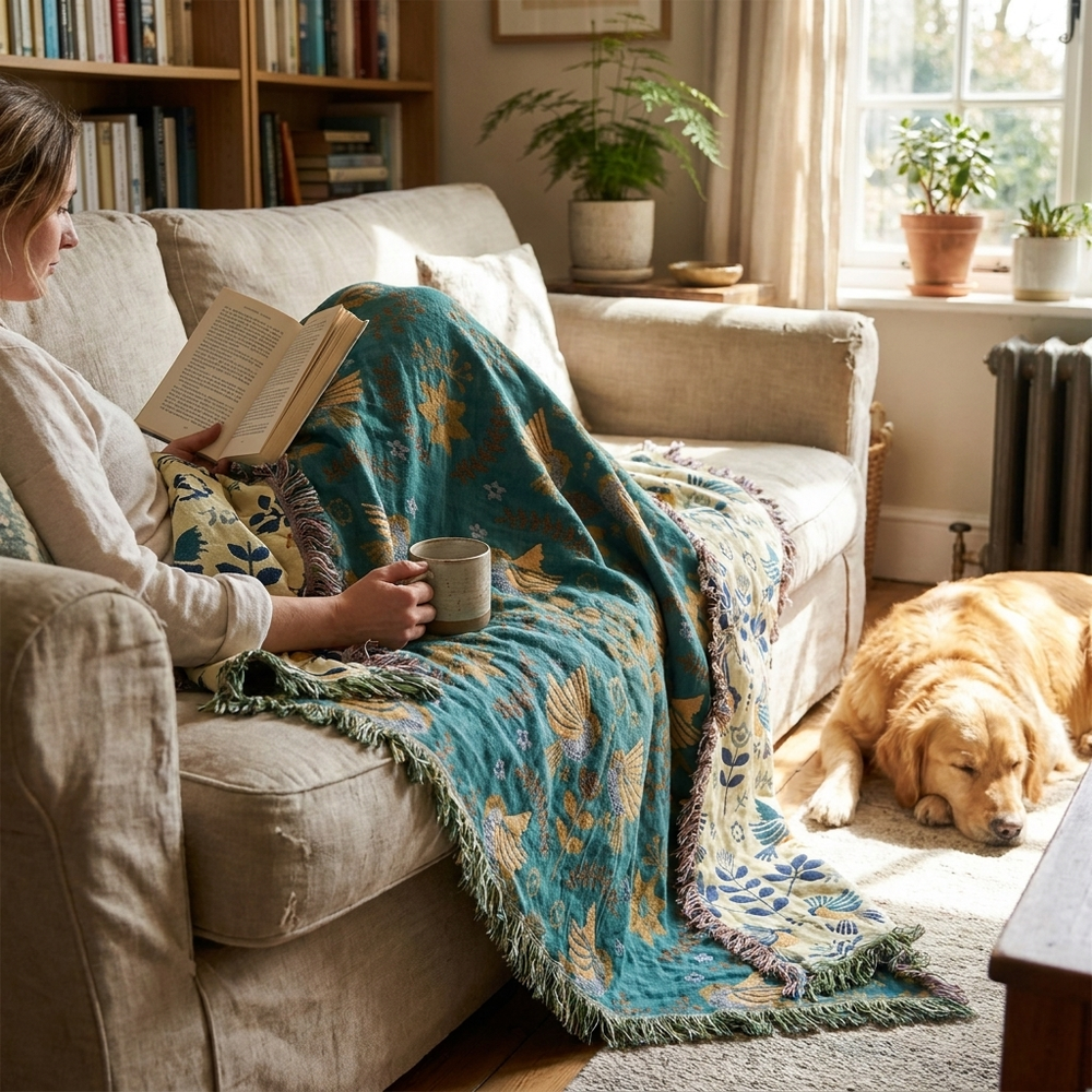 Cooling Throw Blanket Reversible in use