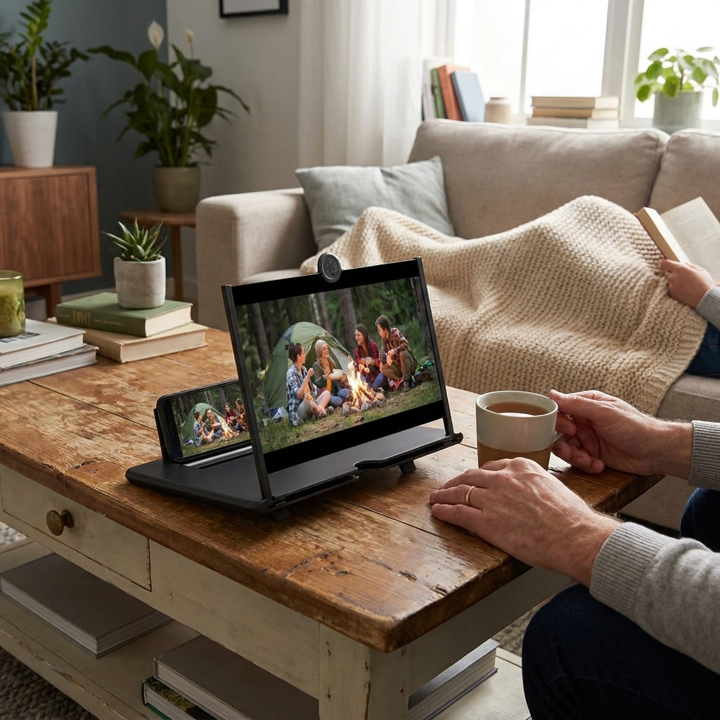 Foldable Phone Stand Screen Magnifier lifestyle