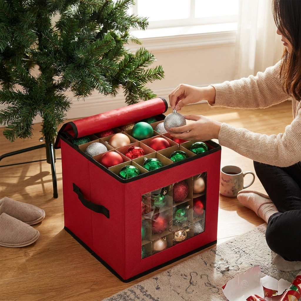 3-Tray Ornament Storage Box lifestyle