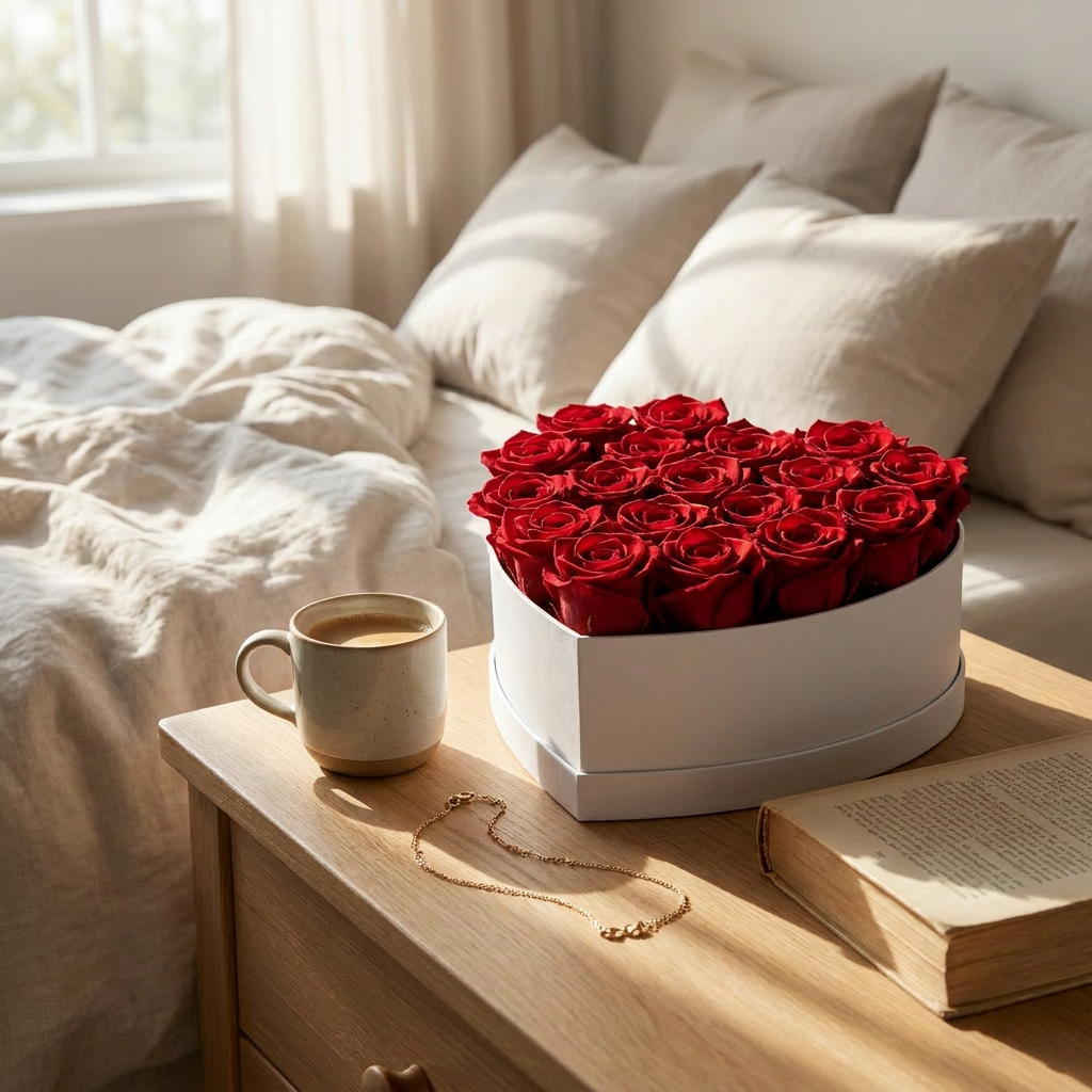 Heart Box Preserved Roses lifestyle