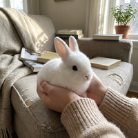 Charming Lifelike Sitting Bunny Figurine in lifestyle setting