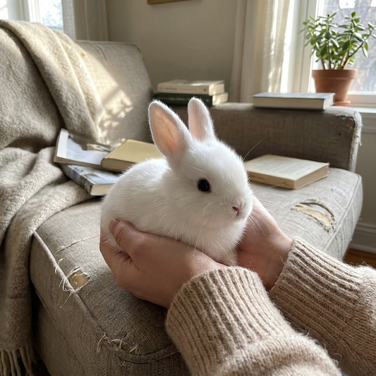 Charming Lifelike Sitting Bunny Figurine in lifestyle setting