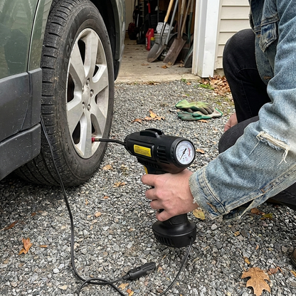 Cordless Portable Tire Inflator in lifestyle setting