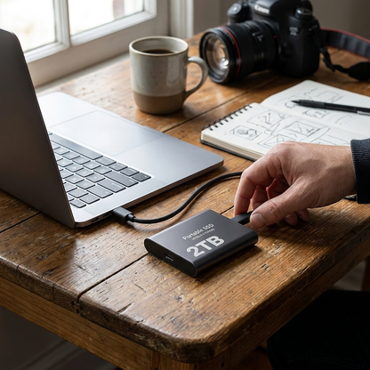2TB USB-C Portable External SSD lifestyle