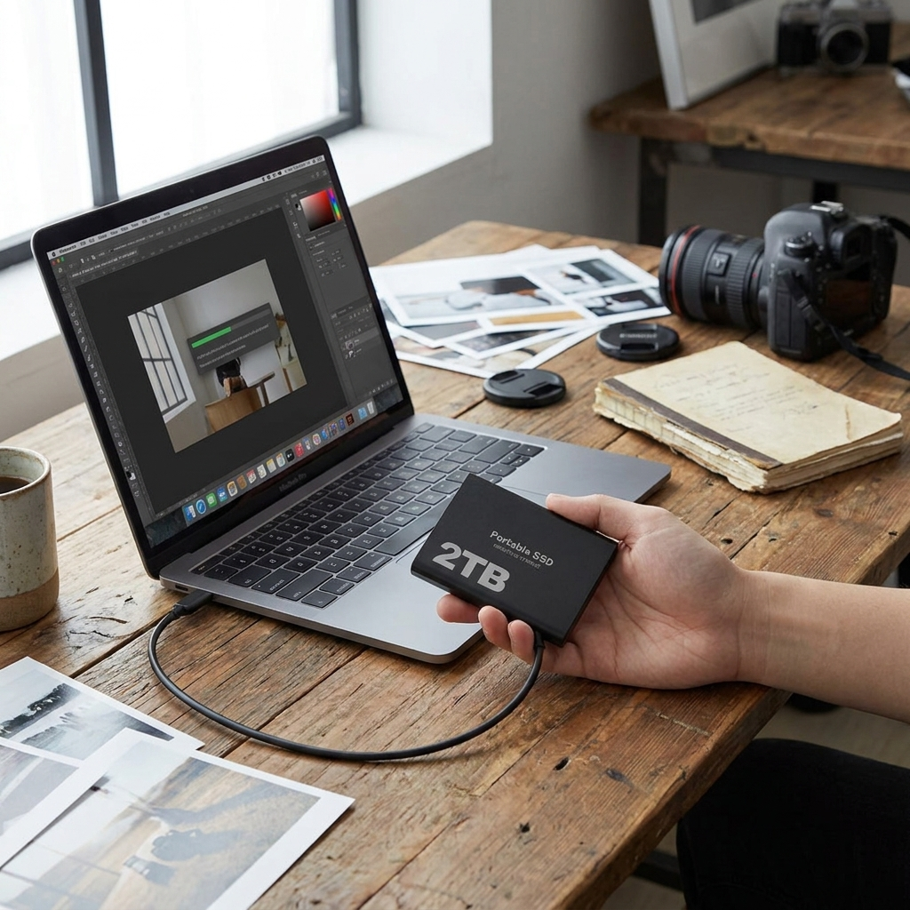 2TB USB-C Portable SSD lifestyle