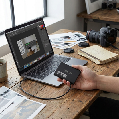 2TB USB-C Portable SSD lifestyle