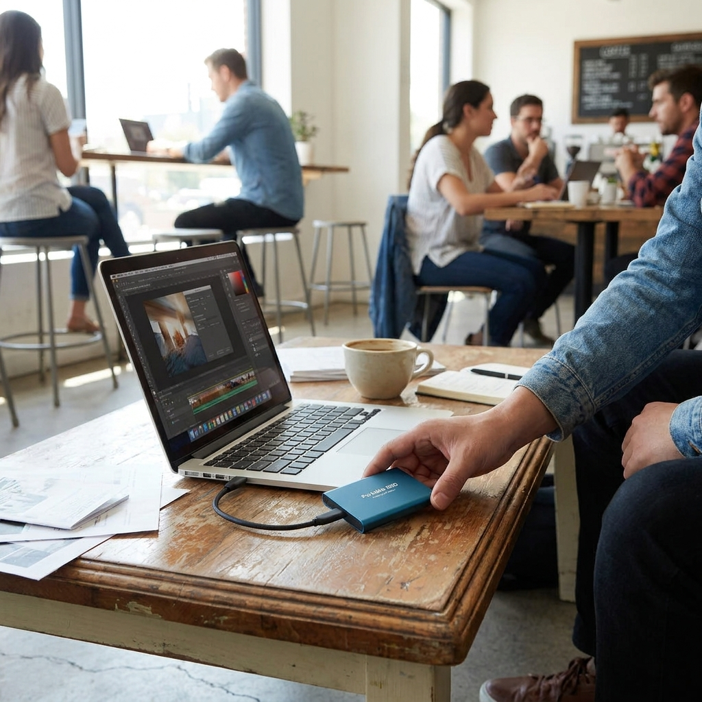 External Portable SSD Drive lifestyle